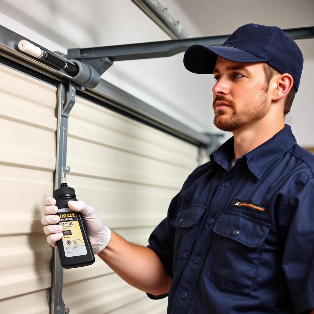 Professional garage door technician servicing door in Pe Ell Washington
